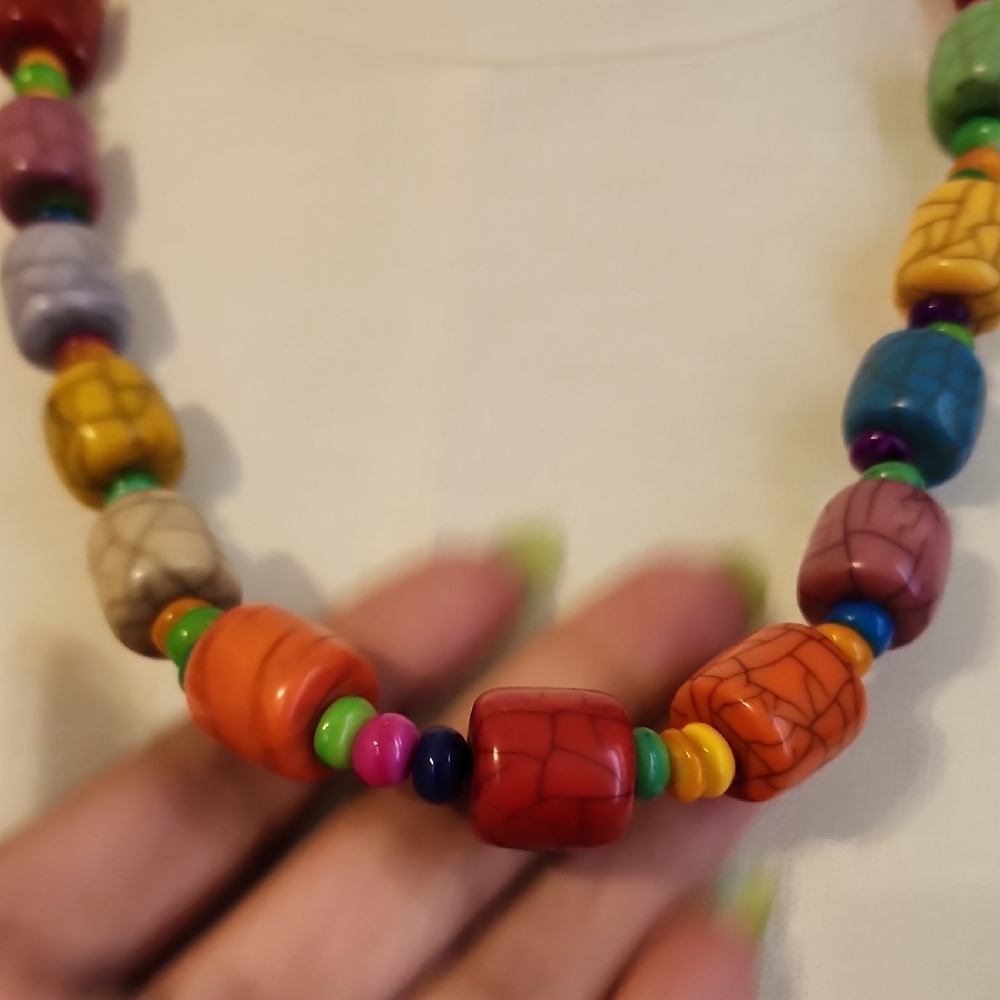Colorful Multi-Bead Statement Necklace - Multicolor - Picture 5 of 6